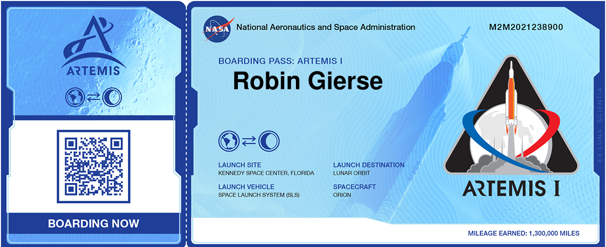 Artemis I Boarding Pass